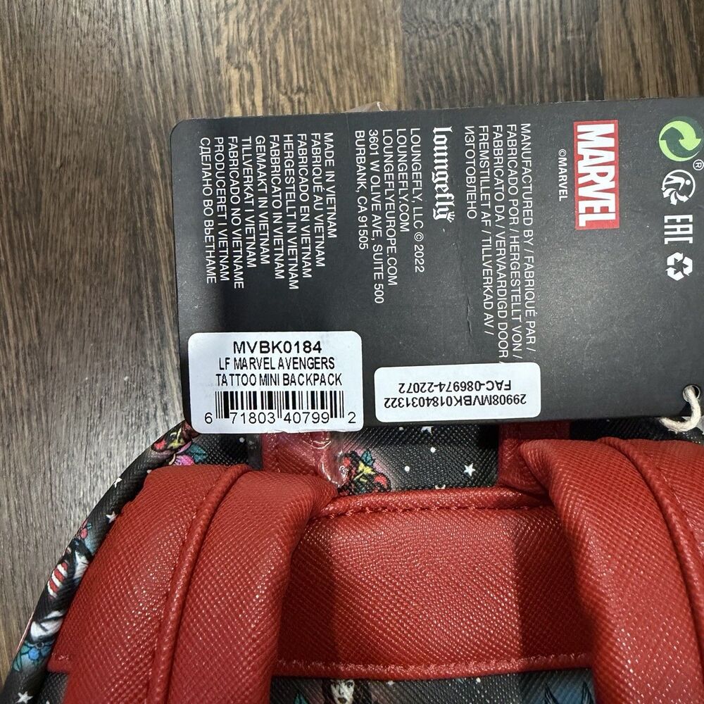 loungefly marvel avengers tattoo graphic print mini backpack - Picture 5 of 7